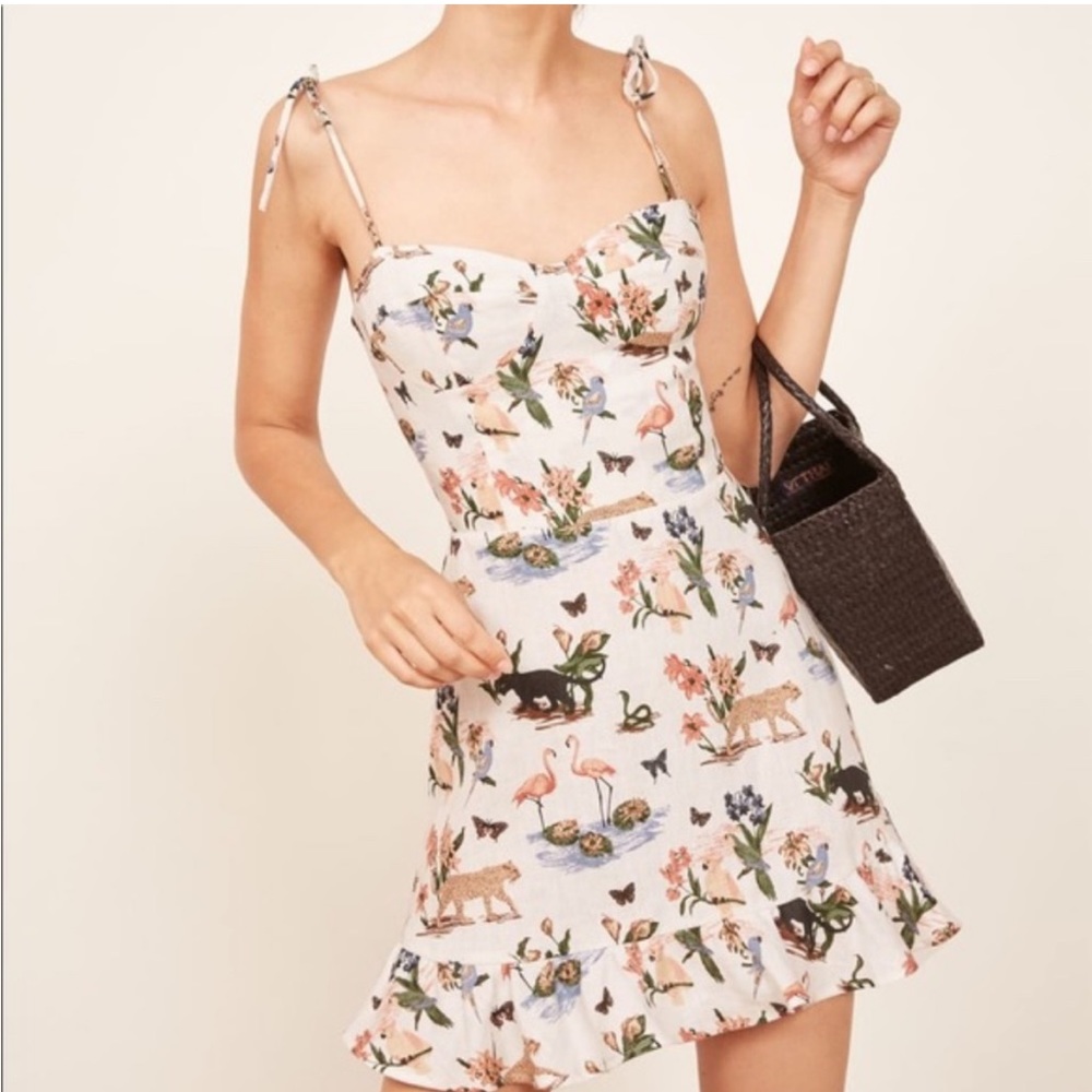 NWT Reformation Porto linen dress in janeiro print 0-2
